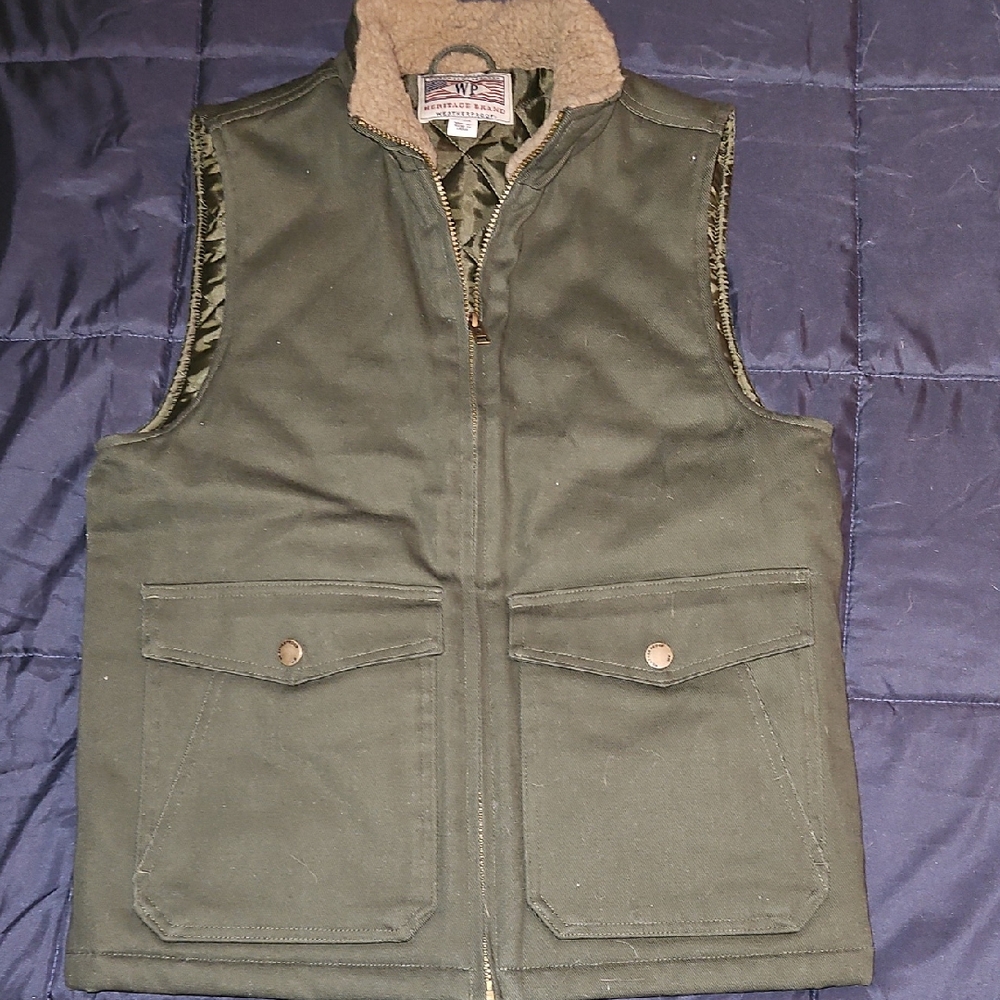 Heritage Olive Green Sherpa-Trim Utility Vest